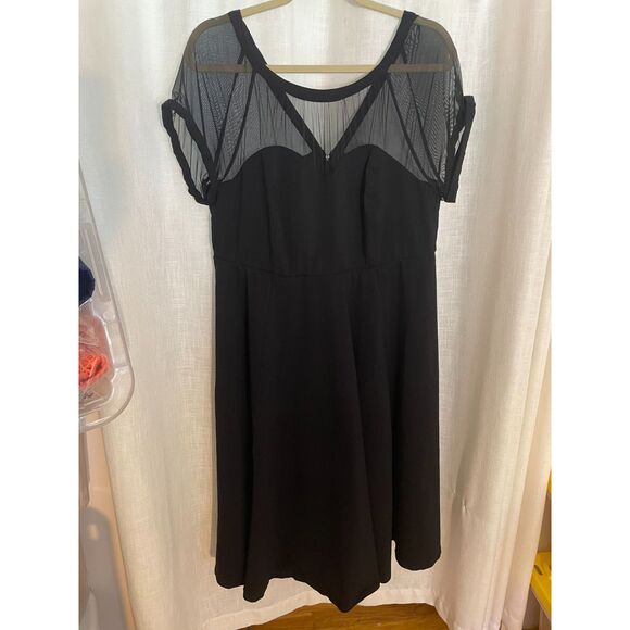 Torrid Size 18 Black Mesh Yoke Fit & Flare Dress Pin Up Chic Goth Whimsygoth EUC - Picture 1 of 7